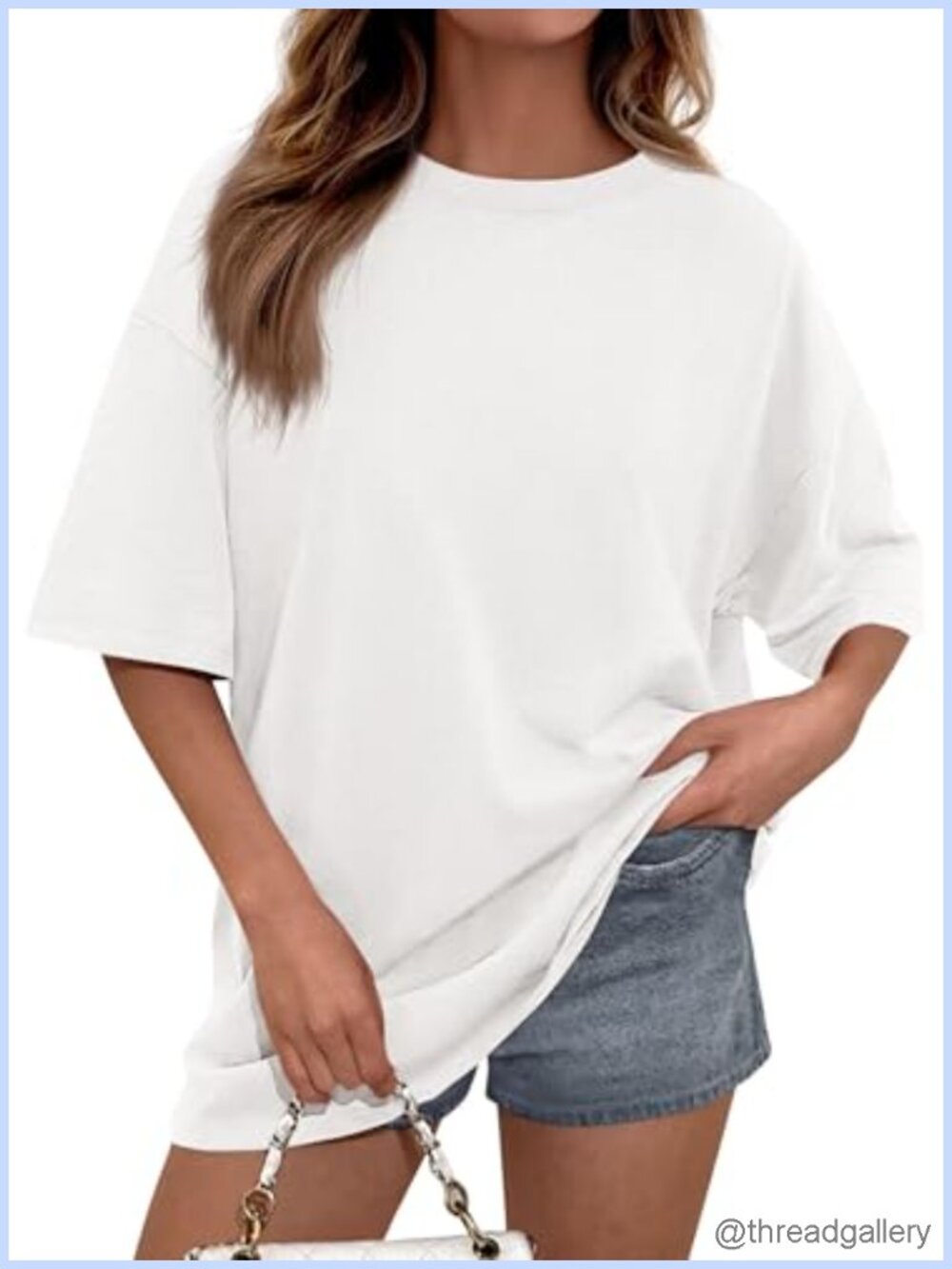 Oversized Short Sleeve T-Shirt Cotton Blend Crew Neck Casual Top